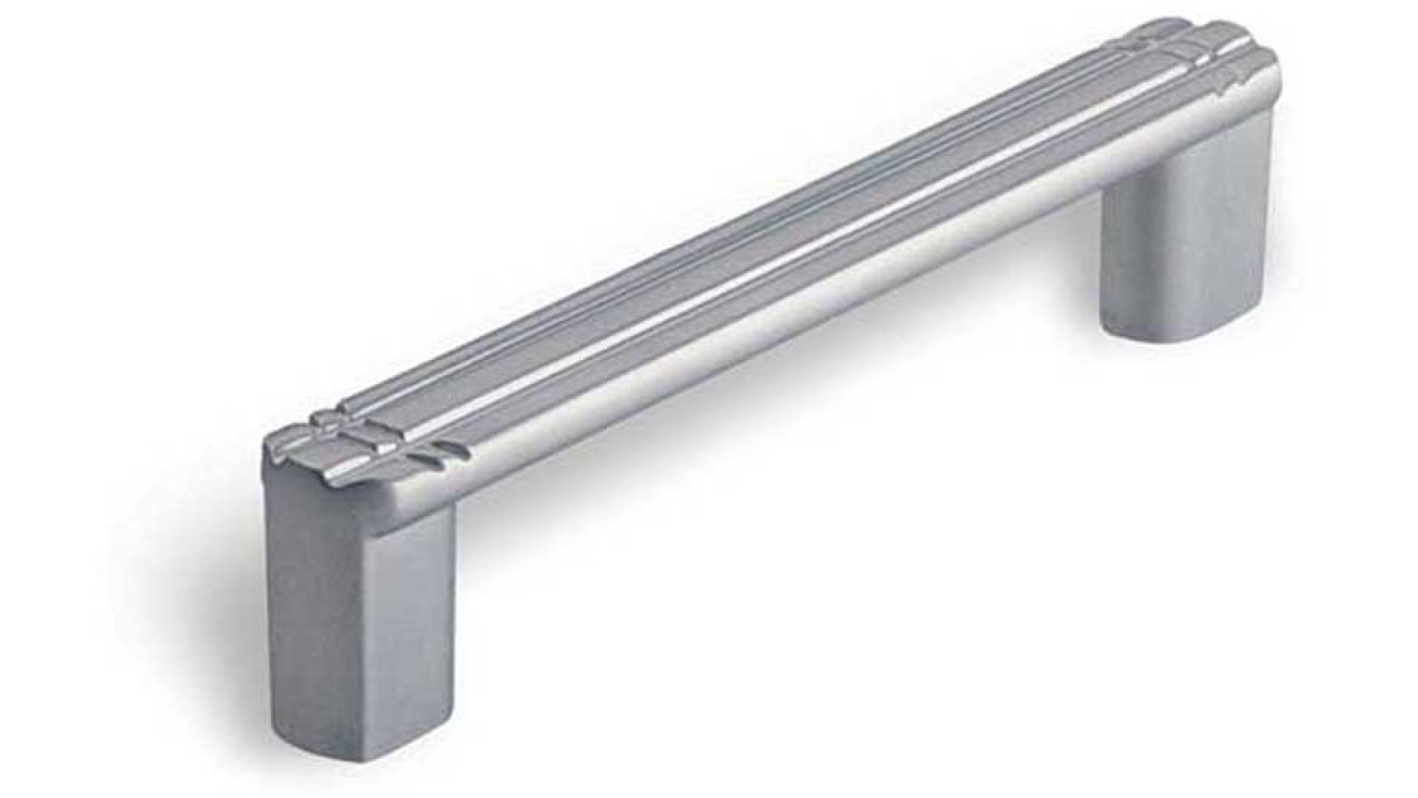 Griff Butzbach Druckguss chrom matt - 116 mm lang  vor weißem Hintergrund