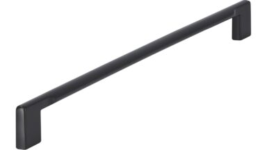 Griff Clausthal-Zellerfeld Druckguss schwarz matt pulverbeschichtet - 340 mm lang  vor weißem Hintergrund