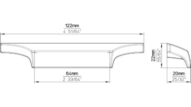 Griff Colditz Druckguss schwarz matt pulverbeschichtet - 122 mm lang  vor weißem Hintergrund