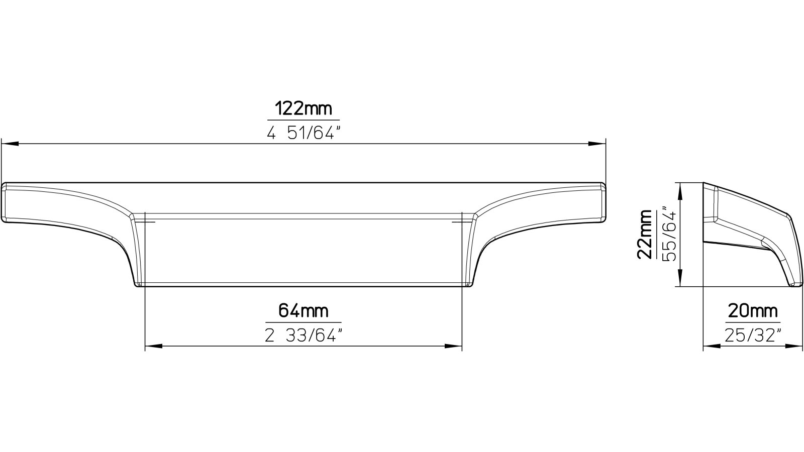 Griff Colditz Druckguss schwarz matt pulverbeschichtet - 122 mm lang  vor weißem Hintergrund