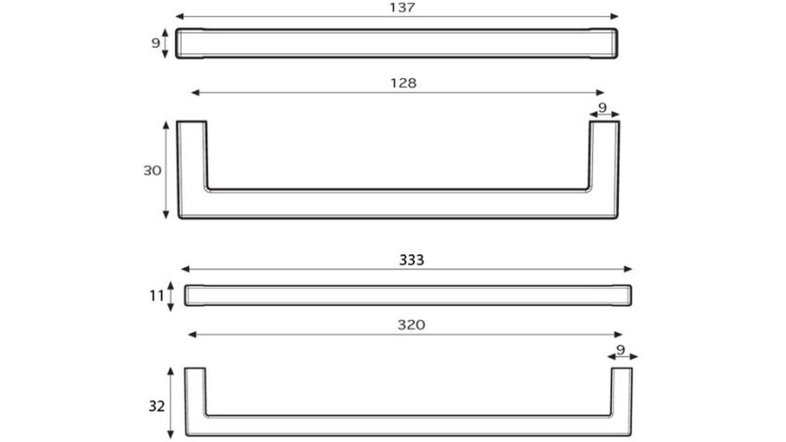 Griff Dassel Lederstruktur - braun - 141 mm lang  vor weißem Hintergrund