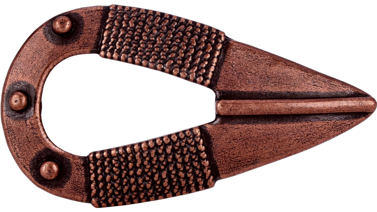 Griff Dietzenbach Druckguss kupferfarbig brüniert - 86 mm lang  vor weißem Hintergrund