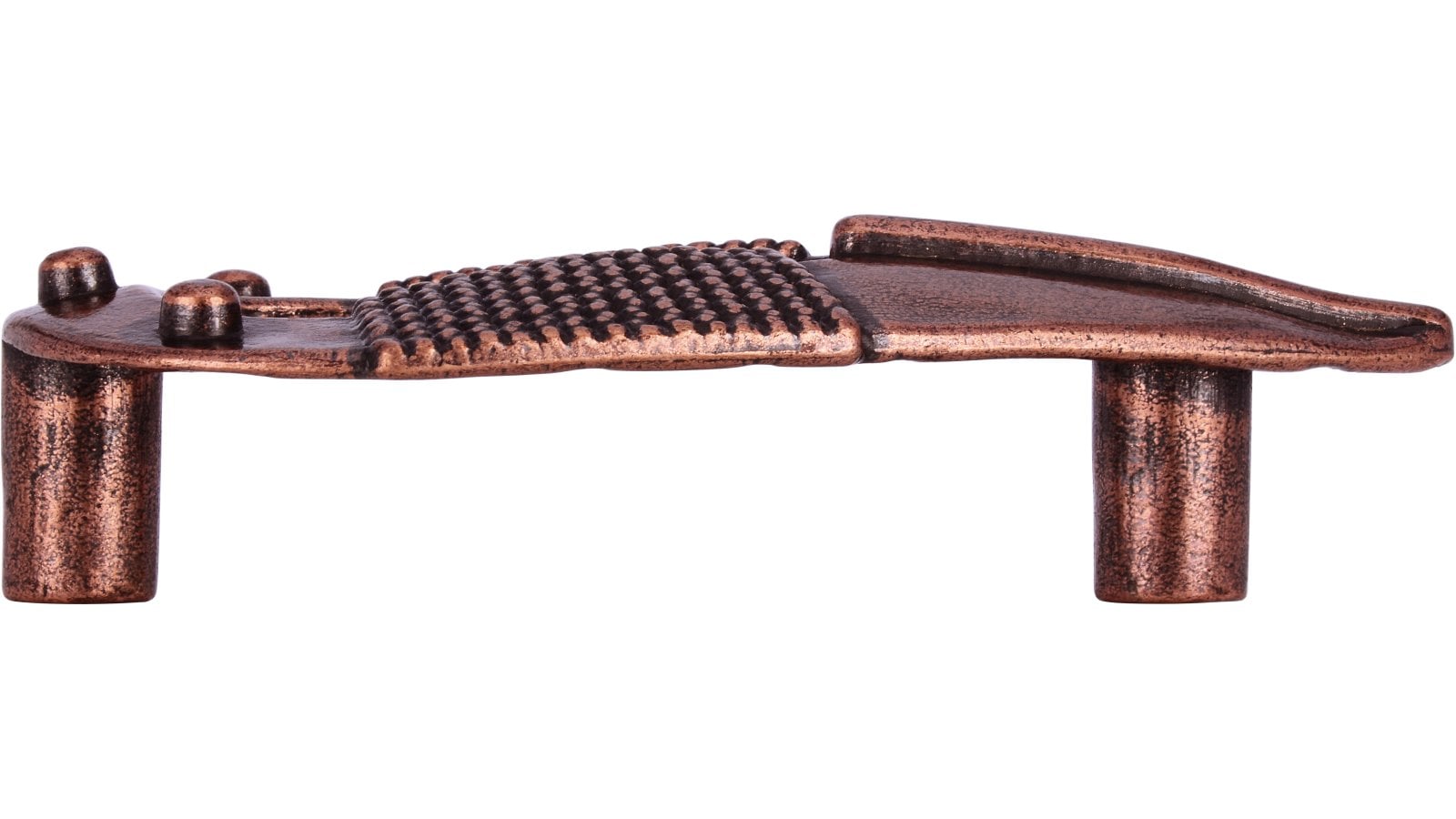 Griff Dietzenbach Druckguss kupferfarbig brüniert - 86 mm lang  vor weißem Hintergrund