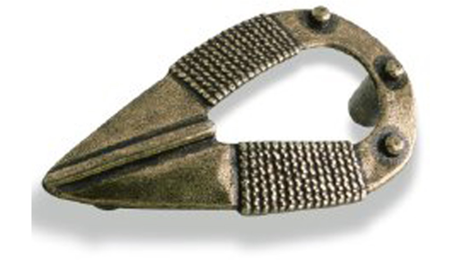 Griff Dietzenbach Druckguss altmessingfarbig brüniert getrommelt - 86 mm lang  vor weißem Hintergrund