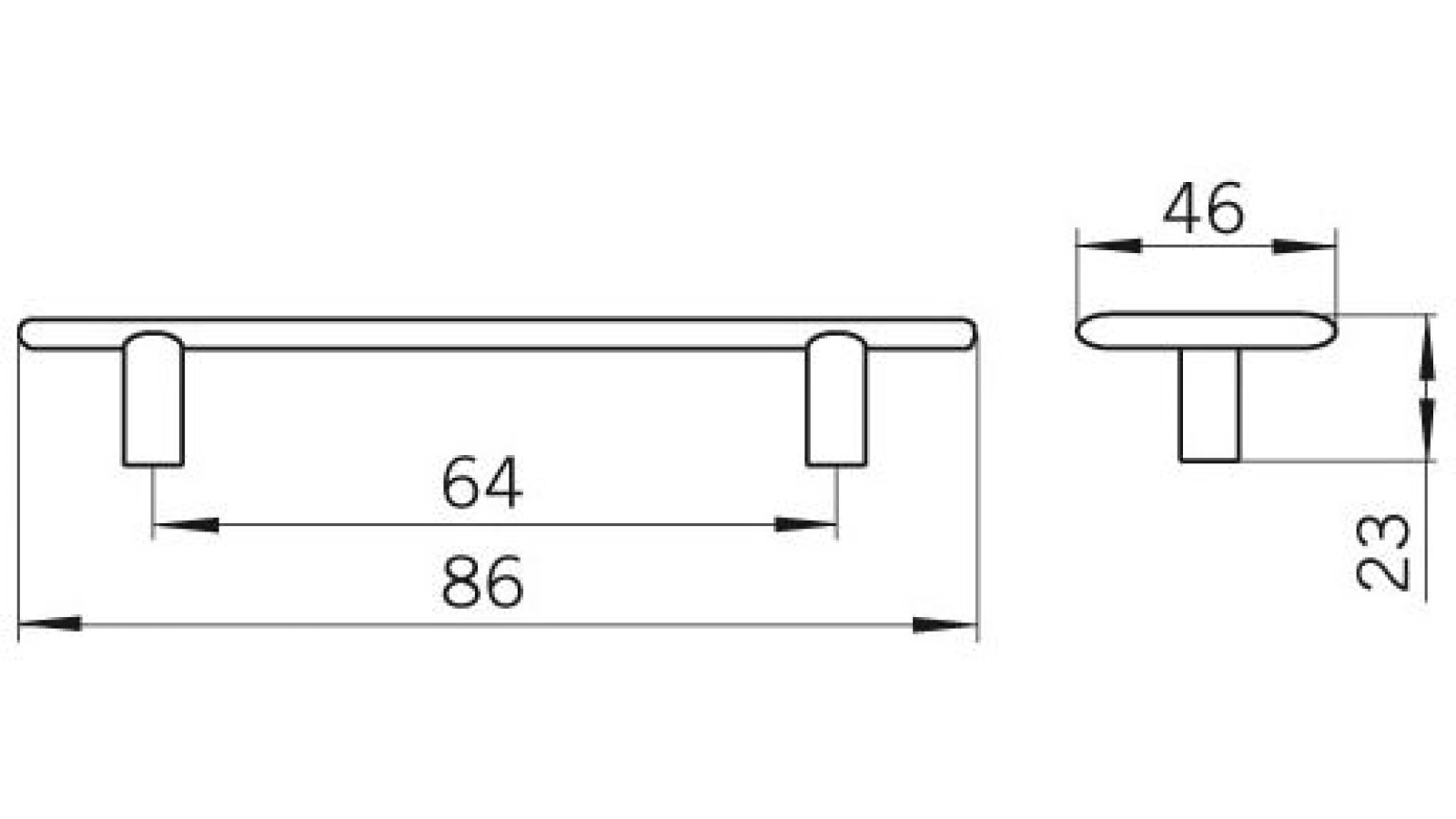Griff Dietzenbach Druckguss zinnfarbig - 86 mm lang  vor weißem Hintergrund