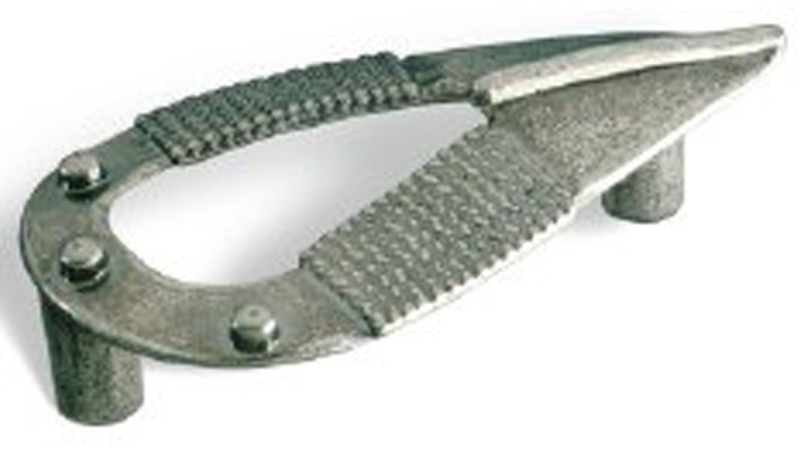 Griff Dietzenbach Druckguss zinnfarbig - 86 mm lang  vor weißem Hintergrund