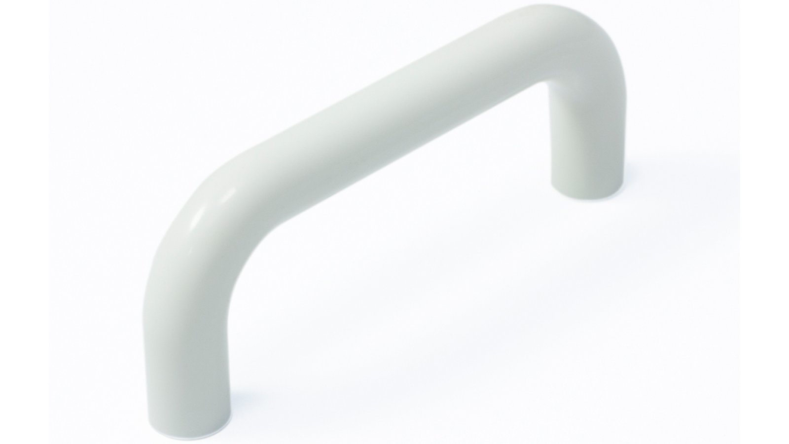 Griff Dortmund Kunststoff - weiß - 73 mm lang  vor weißem Hintergrund