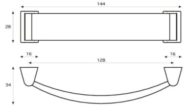 Griff Durmersheim Kunststoff metallisiert nickel metallisiert nickel - 144 mm lang  vor weißem Hintergrund