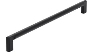 Griff Ebersberg Aluminium - Druckguss schwarz matt pulverbeschichtet schwarz matt pulverbeschichtet - 334 mm lang  vor weißem Hintergrund