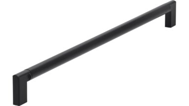 Griff Ebersberg Aluminium - Druckguss schwarz matt pulverbeschichtet schwarz matt pulverbeschichtet - 334 mm lang vor weißem Hintergrund