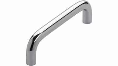 Griff Eckental Stahl chrom glänzend - 106 mm lang  vor weißem Hintergrund