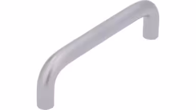 Griff Eckental Stahl chrom matt - 106 mm lang  vor weißem Hintergrund