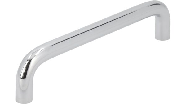 Griff Eckental Stahl chrom glänzend - 138 mm lang vor weißem Hintergrund