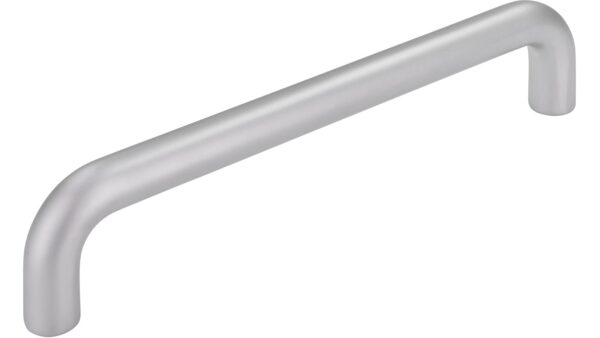 Griff Eckental Stahl chrom matt - 138 mm lang vor weißem Hintergrund