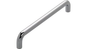 Griff Eckental Stahl chrom glänzend - 170 mm lang  vor weißem Hintergrund