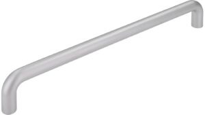 Griff Eckental Stahl chrom matt - 202 mm lang  vor weißem Hintergrund