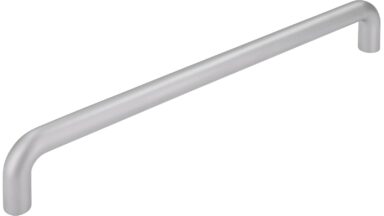 Griff Eckental Stahl chrom matt - 202 mm lang  vor weißem Hintergrund
