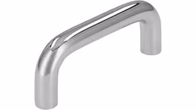 Griff Eckental Stahl chrom glänzend - 74 mm lang vor weißem Hintergrund