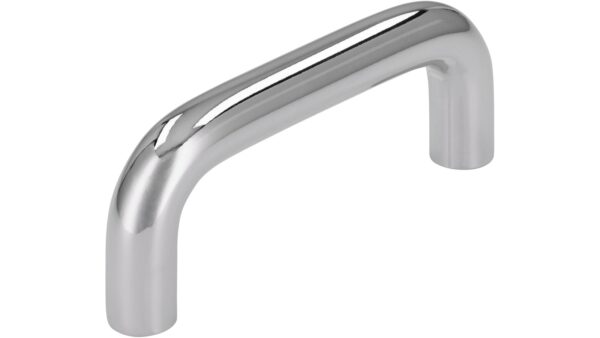 Griff Eckental Stahl chrom glänzend - 74 mm lang  vor weißem Hintergrund