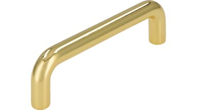 Griff Eckental Stahl glänzend vermessingt - 106 mm lang  vor weißem Hintergrund