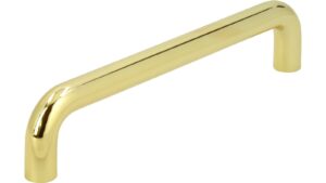 Griff Eckental Stahl glänzend vermessingt - 138 mm lang vor weißem Hintergrund