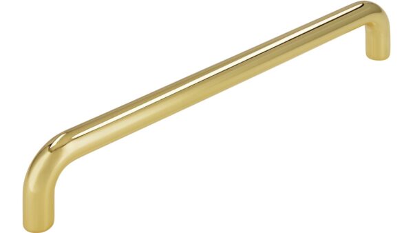 Griff Eckental Stahl glänzend vermessingt - 170 mm lang vor weißem Hintergrund