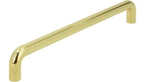 Griff Eckental Stahl glänzend vermessingt - 202 mm lang  vor weißem Hintergrund