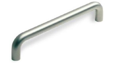 Griff Eckental Stahl matt vernickelt - 330 mm lang  vor weißem Hintergrund