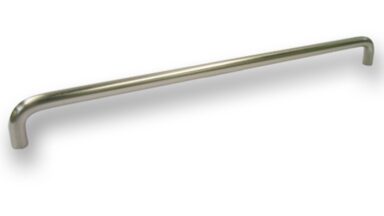 Griff Eckental Stahl vernickelt feingeschliffen - 330 mm lang  vor weißem Hintergrund