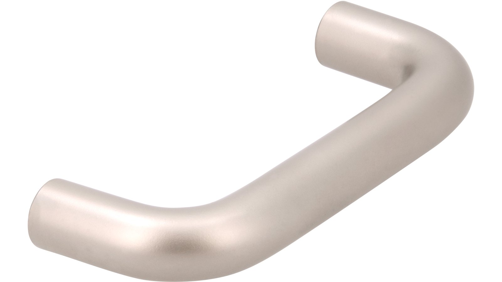 Griff Eckental Stahl matt vernickelt - 74 mm lang  vor weißem Hintergrund