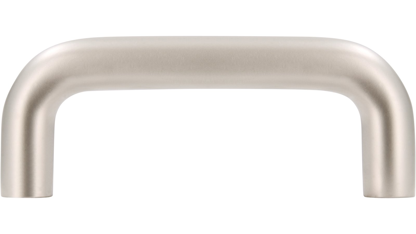 Griff Eckental Stahl matt vernickelt - 74 mm lang  vor weißem Hintergrund