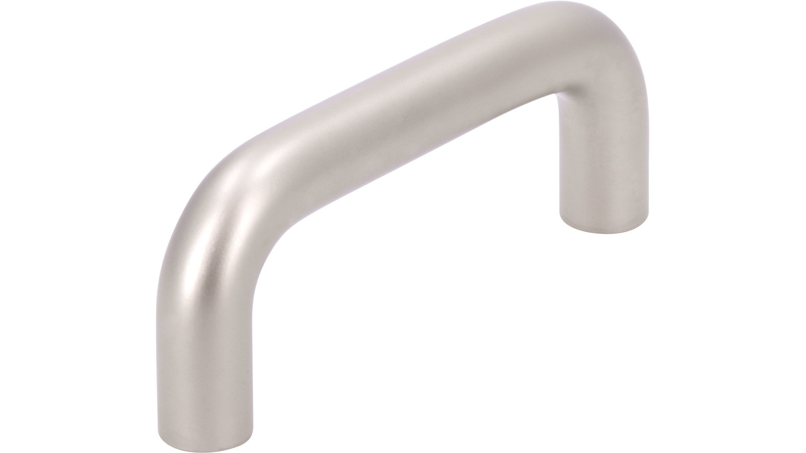 Griff Eckental Stahl matt vernickelt - 74 mm lang  vor weißem Hintergrund