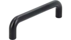 Griff Eckental Stahl schwarz matt pulverbeschichtet - 106 mm lang  vor weißem Hintergrund