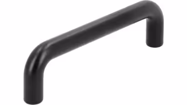 Griff Eckental Stahl schwarz matt pulverbeschichtet - 106 mm lang  vor weißem Hintergrund