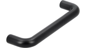Griff Eckental Stahl schwarz matt pulverbeschichtet - 106 mm lang  vor weißem Hintergrund