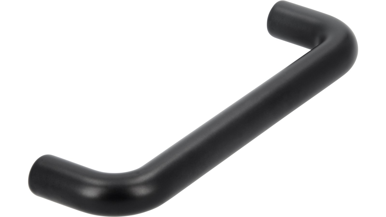 Griff Eckental Stahl schwarz matt pulverbeschichtet - 106 mm lang  vor weißem Hintergrund