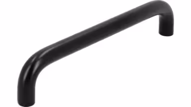 Griff Eckental Stahl schwarz matt pulverbeschichtet - 138 mm lang  vor weißem Hintergrund