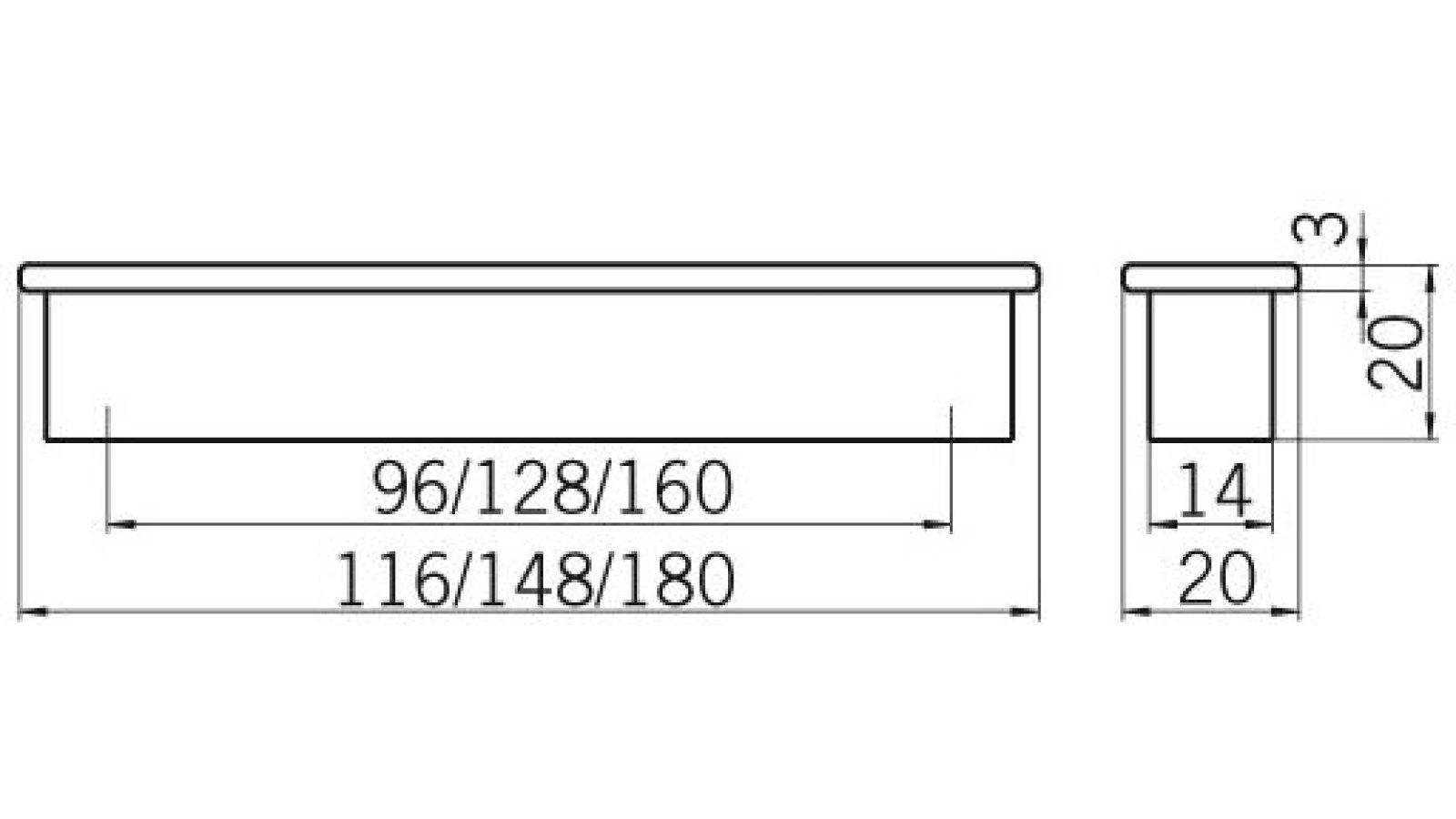 Griff Elsdorf Druckguss alufarbig pulverbeschichtet - 180 mm lang  vor weißem Hintergrund