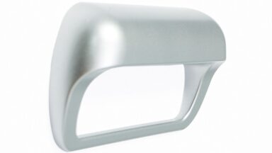 Griff Emsbüren Kunststoff metallisiert - chrom - 109 mm lang  vor weißem Hintergrund