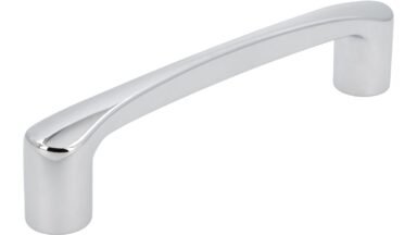 Griff Emsdetten Druckguss chrom glänzend - 147 mm lang  vor weißem Hintergrund