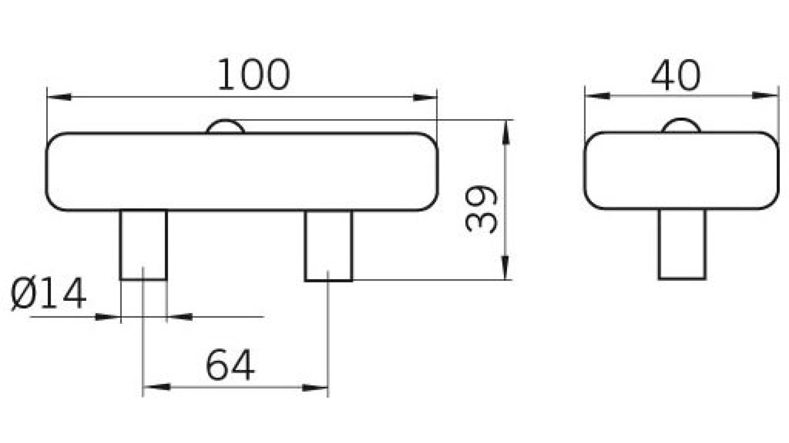 Griff Erkner Holz bunt - 100 mm lang  vor weißem Hintergrund