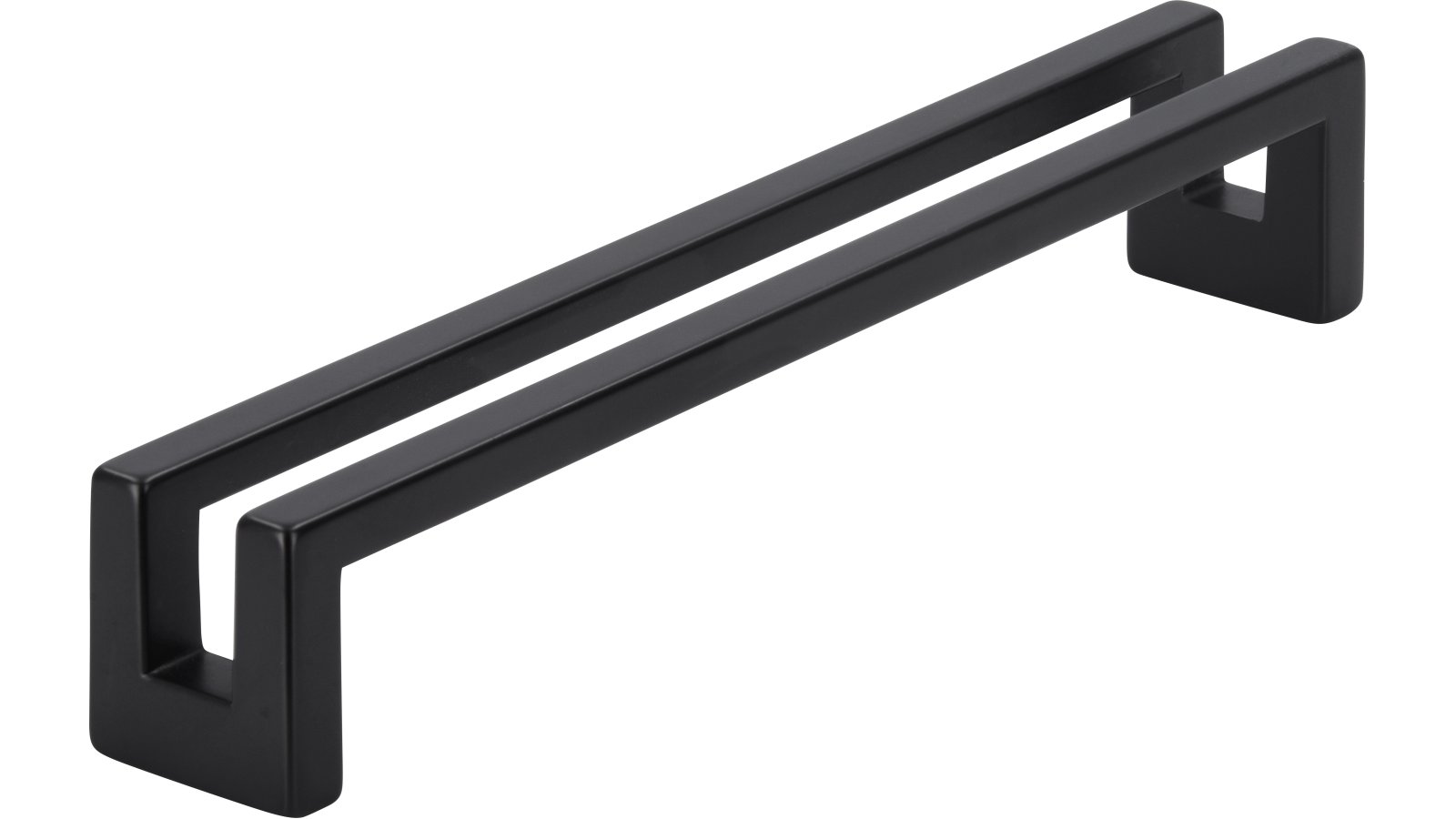 Griff Fredersdorf-Vogelsdorf Druckguss schwarz matt pulverbeschichtet - 168 mm lang  vor weißem Hintergrund