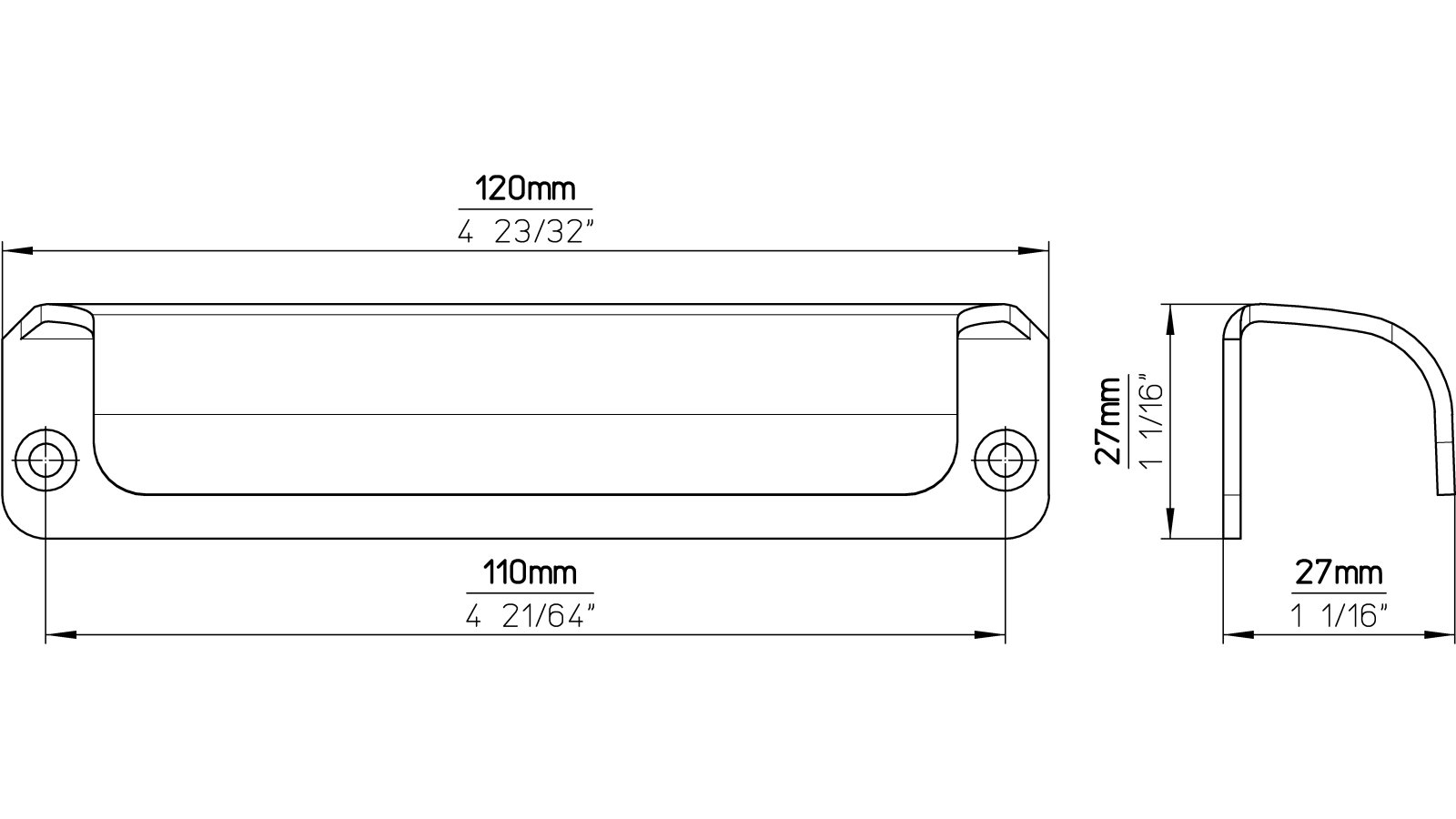 Griff Friedberg Aluminium gold matt - 120 mm lang  vor weißem Hintergrund