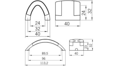 Griff Friedrichsdorf Druckguss - Kunststoff chrom matt glaseffekt glasklar - 113 mm lang  vor weißem Hintergrund