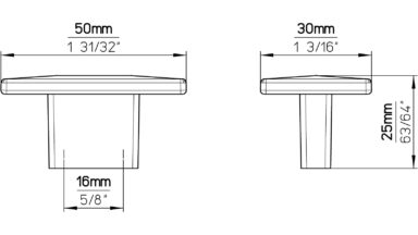 Griff Frohburg Druckguss schwarz matt pulverbeschichtet - 50 mm lang  vor weißem Hintergrund