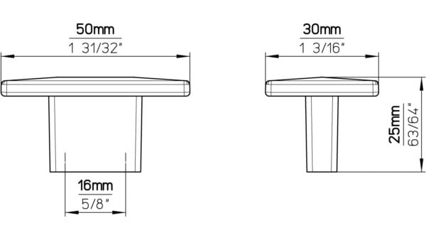 Griff Frohburg Druckguss schwarz matt pulverbeschichtet - 50 mm lang  vor weißem Hintergrund