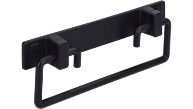 Griff Fürstenau Druckguss schwarz matt pulverbeschichtet - 146 mm lang  vor weißem Hintergrund