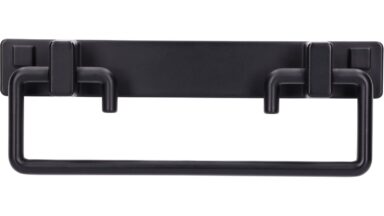 Griff Fürstenau Druckguss schwarz matt pulverbeschichtet - 146 mm lang  vor weißem Hintergrund