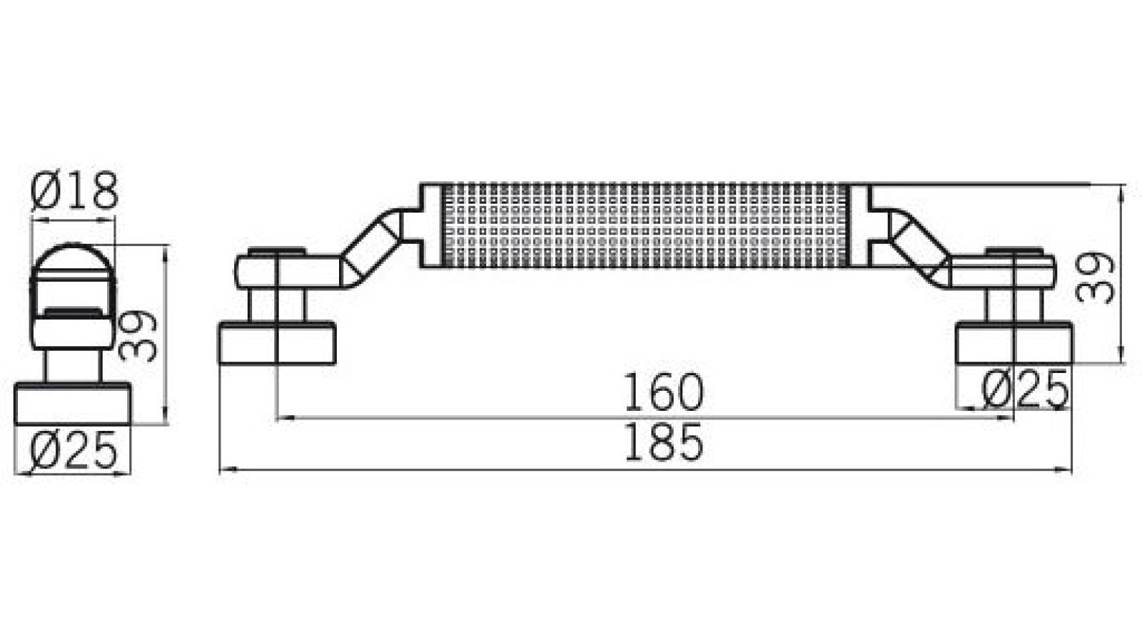 Griff Gauting Druckguss vernickelt feingeschliffen - 185 mm lang  vor weißem Hintergrund