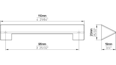 Griff Gelnhausen Druckguss alufarbig pulverbeschichtet - 110 mm lang  vor weißem Hintergrund